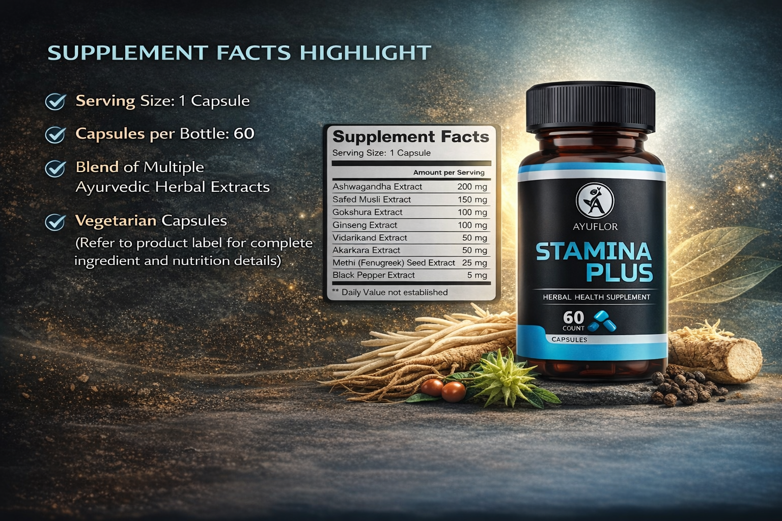 Supplement Facts Ayuflor Stamina Plus Capsule - Image 5