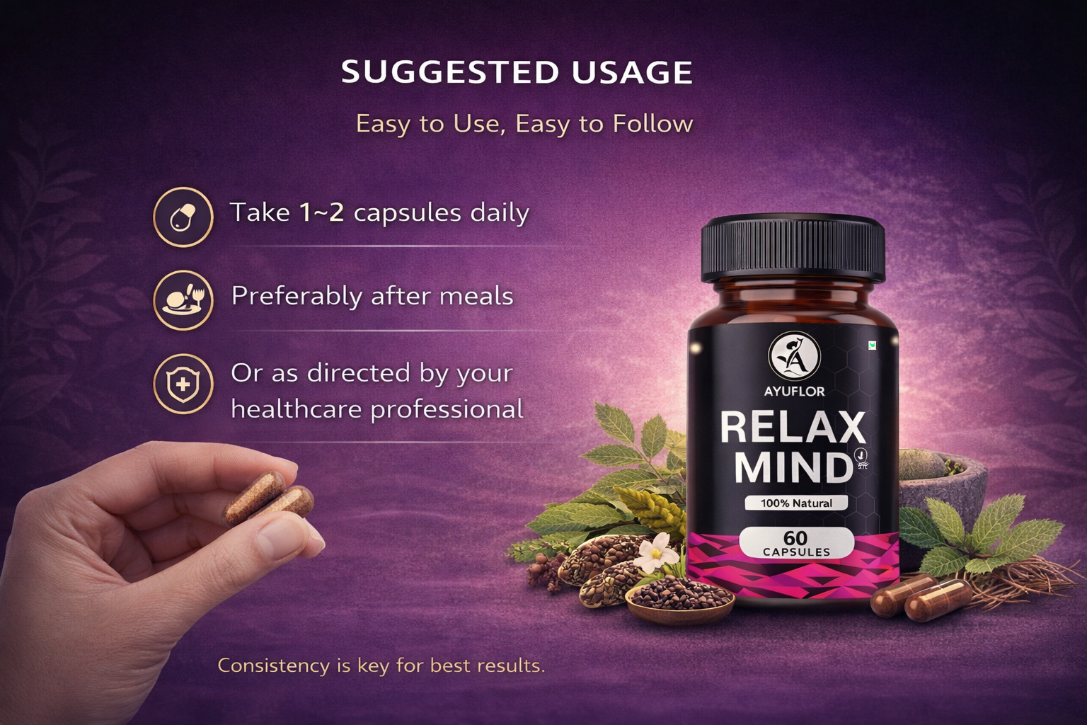 usage Ayuflor Relax Mind Capsules - Image 2